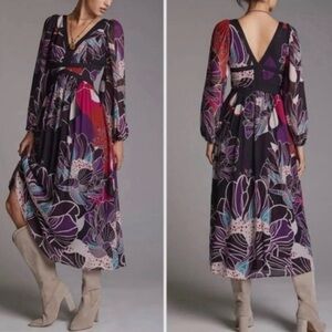 Let Me Be Anthropologie Classy Boho Floral Midi-Maxi Dress